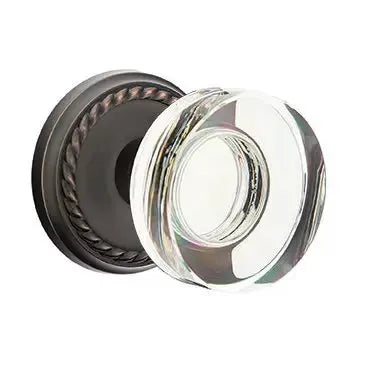 Emtek Modern Disc Glass Door Knob with Rope Rose by Emtek