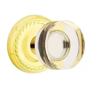 Emtek Modern Disc Glass Door Knob with Rope Rose by Emtek