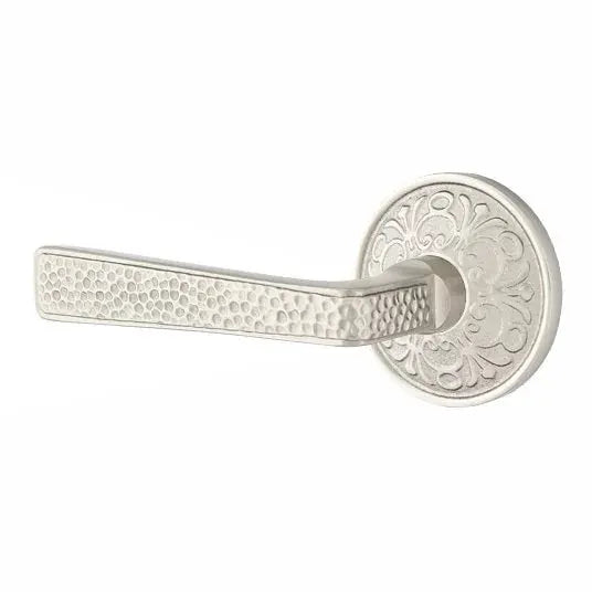 Emtek Hammered Door Lever with Lancaster Rose by Emtek