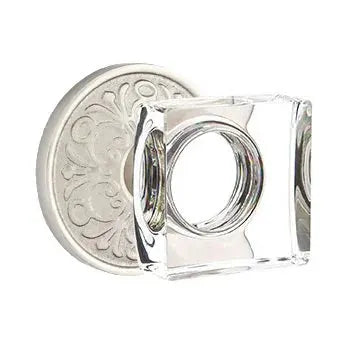 Emtek Modern Square Glass Door Knob with Lancaster Rose by Emtek