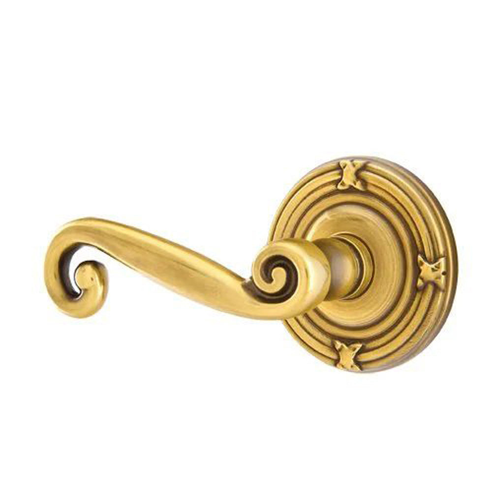 Emtek Rustic Door Lever with Ribbon and Reed Rose by Emtek