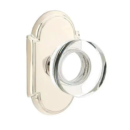 Emtek Modern Disc Glass Door Knob with #8 Rose by Emtek