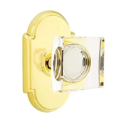 Emtek Modern Square Glass Door Knob with #8 Rose by Emtek