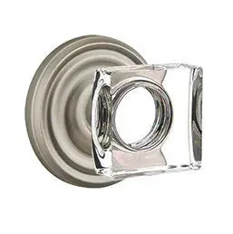 Emtek Modern Square Glass Door Knob with Regular Rose by Emtek