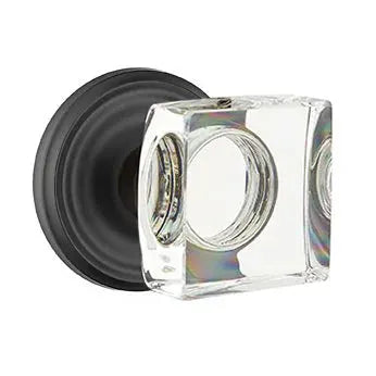 Emtek Modern Square Glass Door Knob with Regular Rose by Emtek