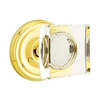 Emtek Modern Square Glass Door Knob with Regular Rose by Emtek
