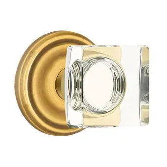 Emtek Modern Square Glass Door Knob with Regular Rose by Emtek
