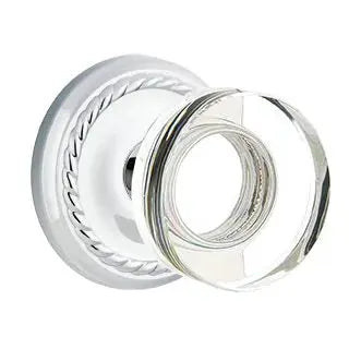 Emtek Modern Disc Glass Door Knob with Rope Rose by Emtek