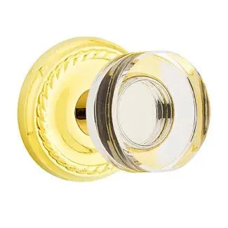 Emtek Modern Disc Glass Door Knob with Rope Rose by Emtek
