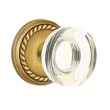 Emtek Modern Disc Glass Door Knob with Rope Rose by Emtek