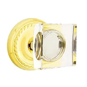Emtek Modern Square Glass Door Knob with Rope Rose by Emtek