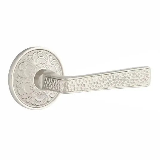Emtek Hammered Door Lever with Lancaster Rose by Emtek