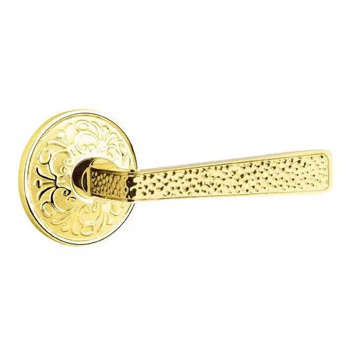 Emtek Hammered Door Lever with Lancaster Rose by Emtek