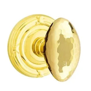 Emtek Hammered Egg Door Knob with Ribbon and Reed Rose by Emtek