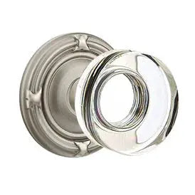 Emtek Modern Disc Glass Door Knob with Ribbon and Reed Rose by Emtek