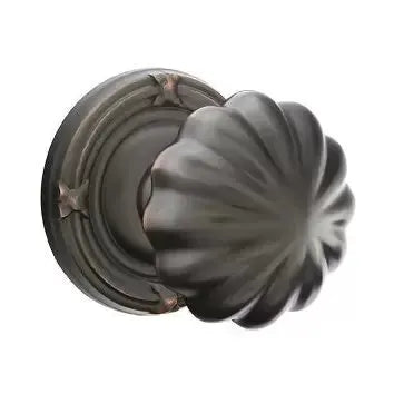 Emtek Melon Door Knob with Ribbon and Reed Rose by Emtek