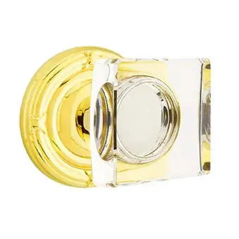 Emtek Modern Square Glass Door Knob with Ribbon and Reed Rose by Emtek