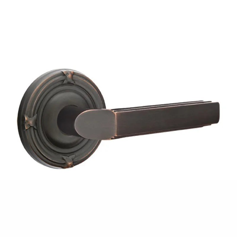Emtek Milano Door Lever with Ribbon and Reed Rose by Emtek