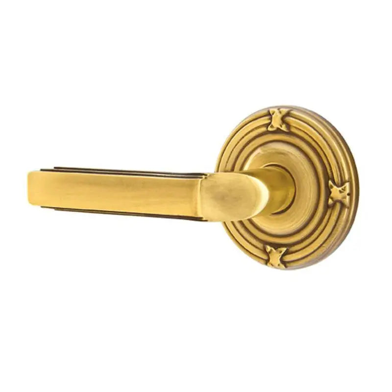 Emtek Milano Door Lever with Ribbon and Reed Rose by Emtek