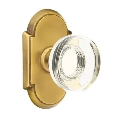 Emtek Modern Disc Glass Door Knob with #8 Rose by Emtek