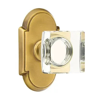 Emtek Modern Square Glass Door Knob with #8 Rose by Emtek