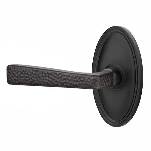 Emtek Hammered Door Lever with Oval Rose by Emtek