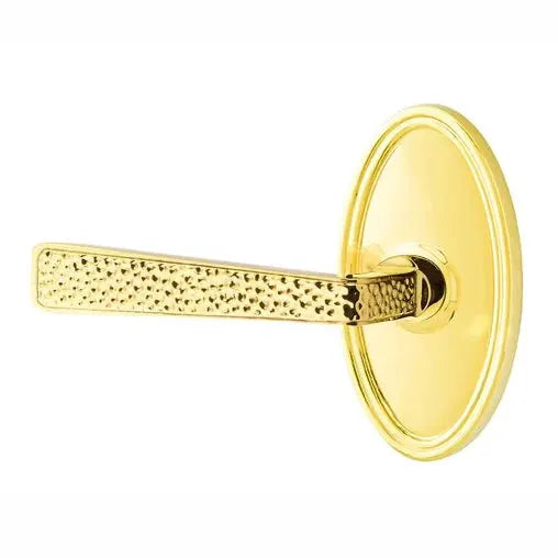 Emtek Hammered Door Lever with Oval Rose by Emtek