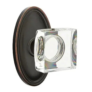 Emtek Modern Square Glass Door Knob with Oval Rose by Emtek