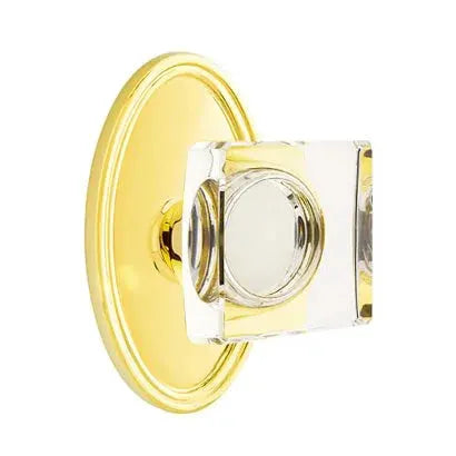 Emtek Modern Square Glass Door Knob with Oval Rose by Emtek