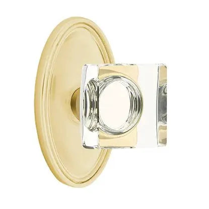Emtek Modern Square Glass Door Knob with Oval Rose by Emtek