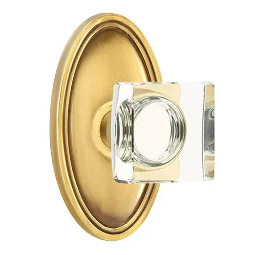Emtek Modern Square Glass Door Knob with Oval Rose by Emtek