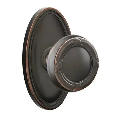 Emtek Ribbon and Reed Knob with Oval Rose by Emtek