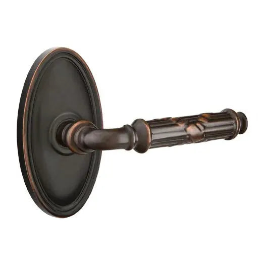 Emtek Ribbon and Reed Lever with Oval Rose by Emtek