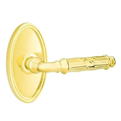Emtek Ribbon and Reed Lever with Oval Rose by Emtek