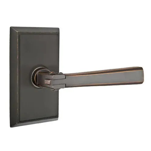 Emtek Arts and Crafts Door Lever with Rectangular Rose by Emtek