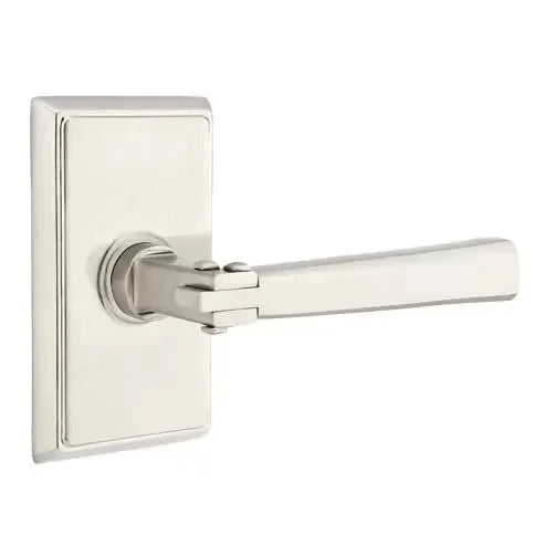 Emtek Arts and Crafts Door Lever with Rectangular Rose by Emtek