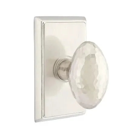 Emtek Hammered Egg Door Knob with Rectangular Rose by Emtek