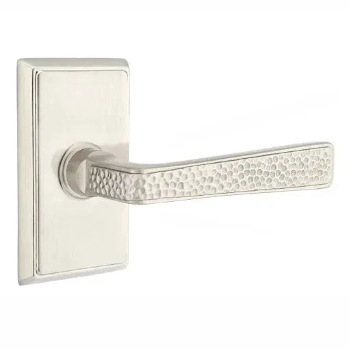 Emtek Hammered Door Lever with Rectangular Rose by Emtek