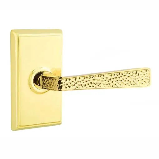 Emtek Hammered Door Lever with Rectangular Rose by Emtek