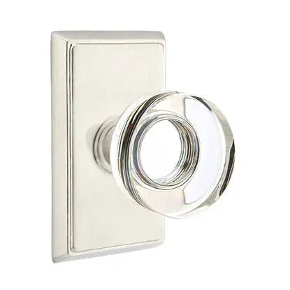 Emtek Modern Disc Glass Door Knob with Rectangular Rose by Emtek