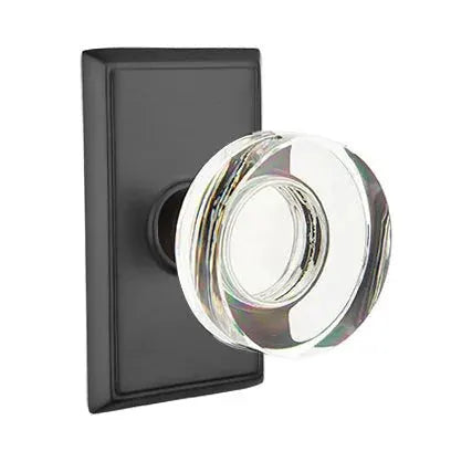 Emtek Modern Disc Glass Door Knob with Rectangular Rose by Emtek