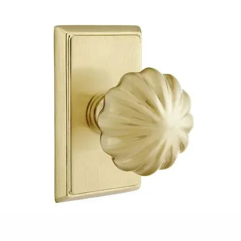 Emtek Melon Door Knob with Rectangular Rose by Emtek