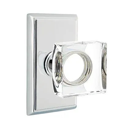 Emtek Modern Square Glass Door Knob with Rectangular Rose by Emtek