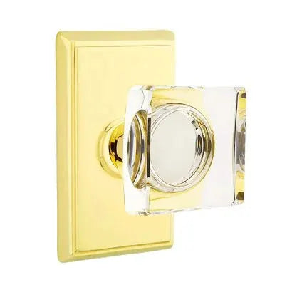 Emtek Modern Square Glass Door Knob with Rectangular Rose by Emtek