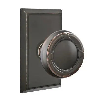 Emtek Ribbon and Reed Knob with Rectangular Rose by Emtek