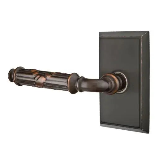 Emtek Ribbon and Reed Lever with Rectangular Rose by Emtek