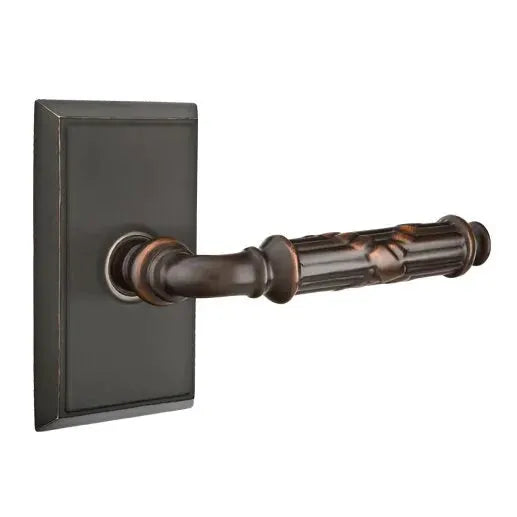 Emtek Ribbon and Reed Lever with Rectangular Rose by Emtek