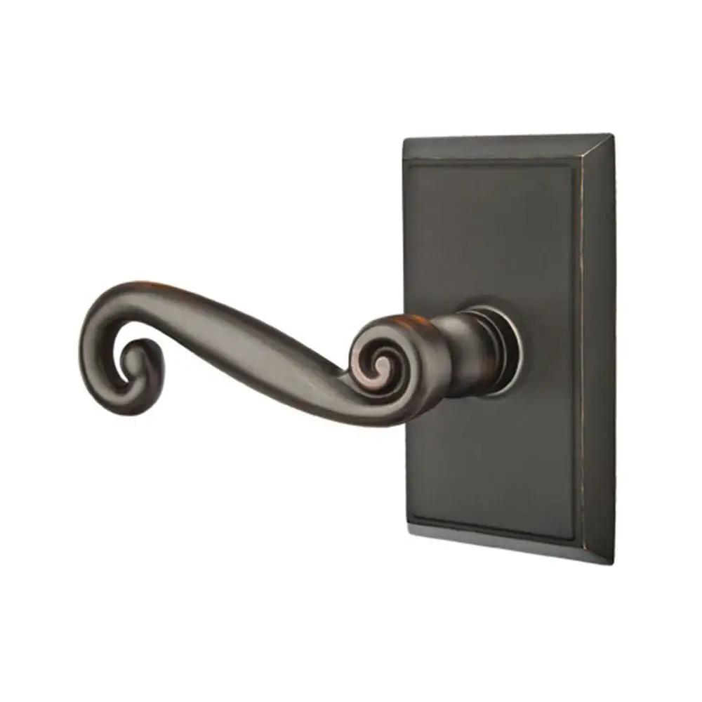 Emtek Rustic Door Lever with Rectangular Rose by Emtek