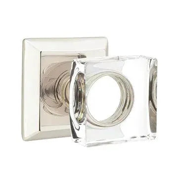 Emtek Modern Square Glass Door Knob with Quincy Rose by Emtek
