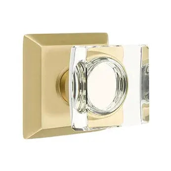 Emtek Modern Square Glass Door Knob with Quincy Rose by Emtek
